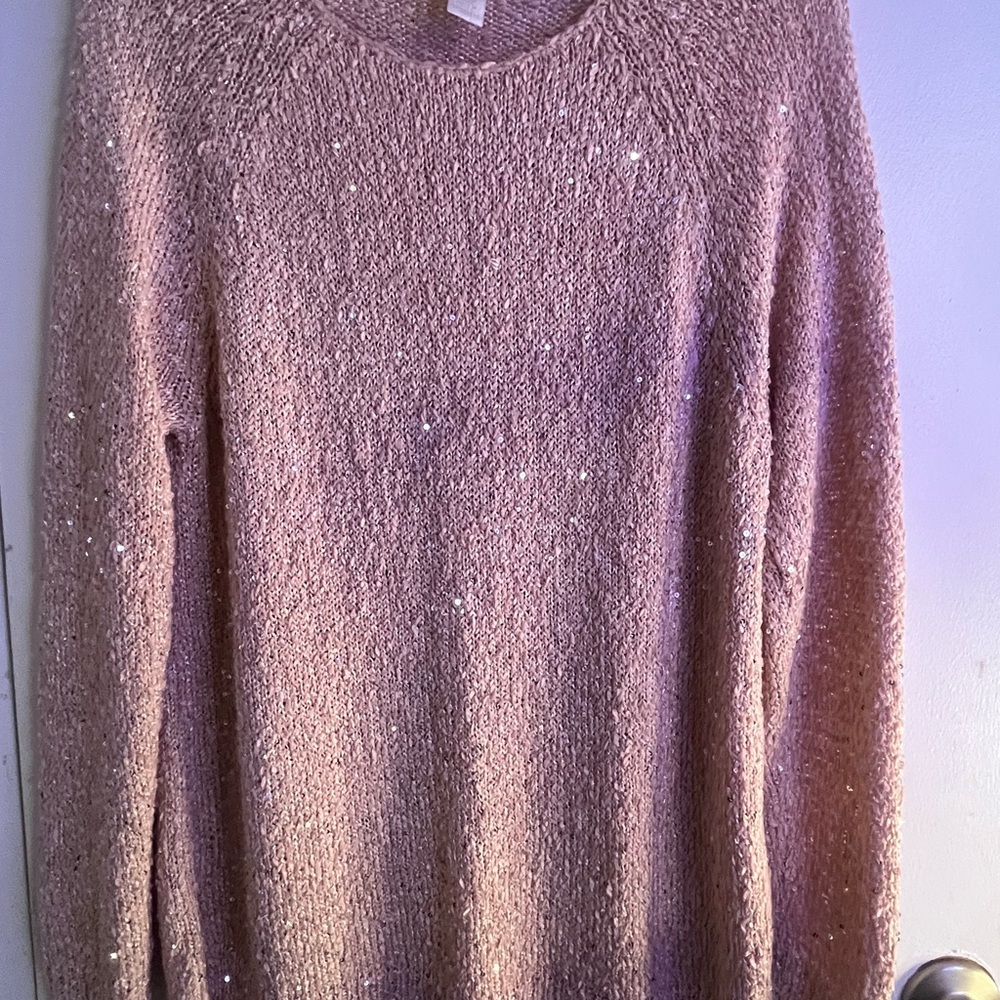 Tan Chicos Sequin Sweater EUC